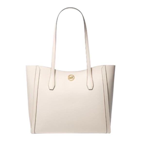 MICHAEL KORS Light Cream Coated Canvas Leida Large Tote Bag/Purse | NEW/NWT!! - Picture 1 of 16